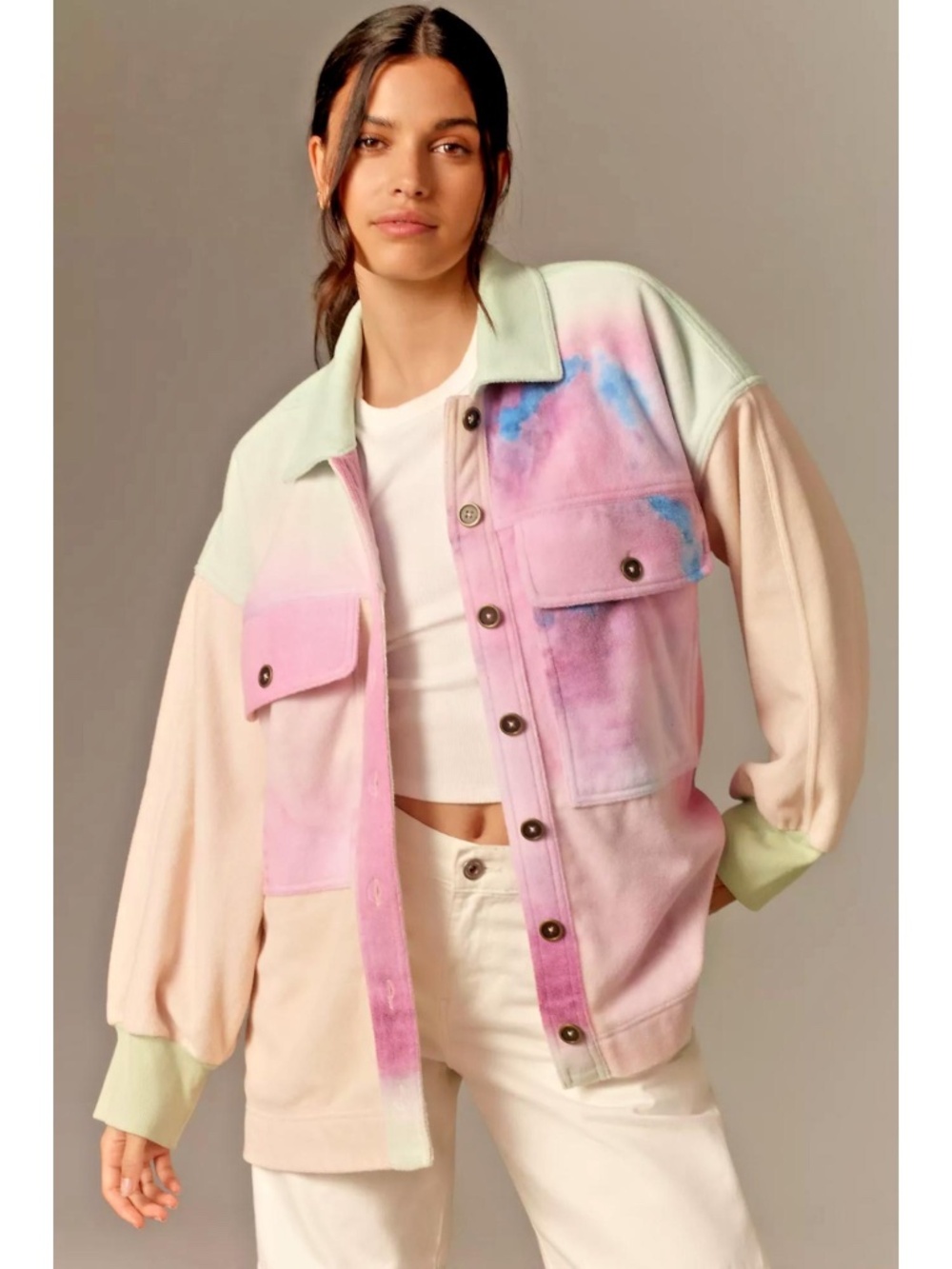 Pilcro Anthropologie Micro Fleece Button Front Shirt Jacket NWT - Picture 1 of 10